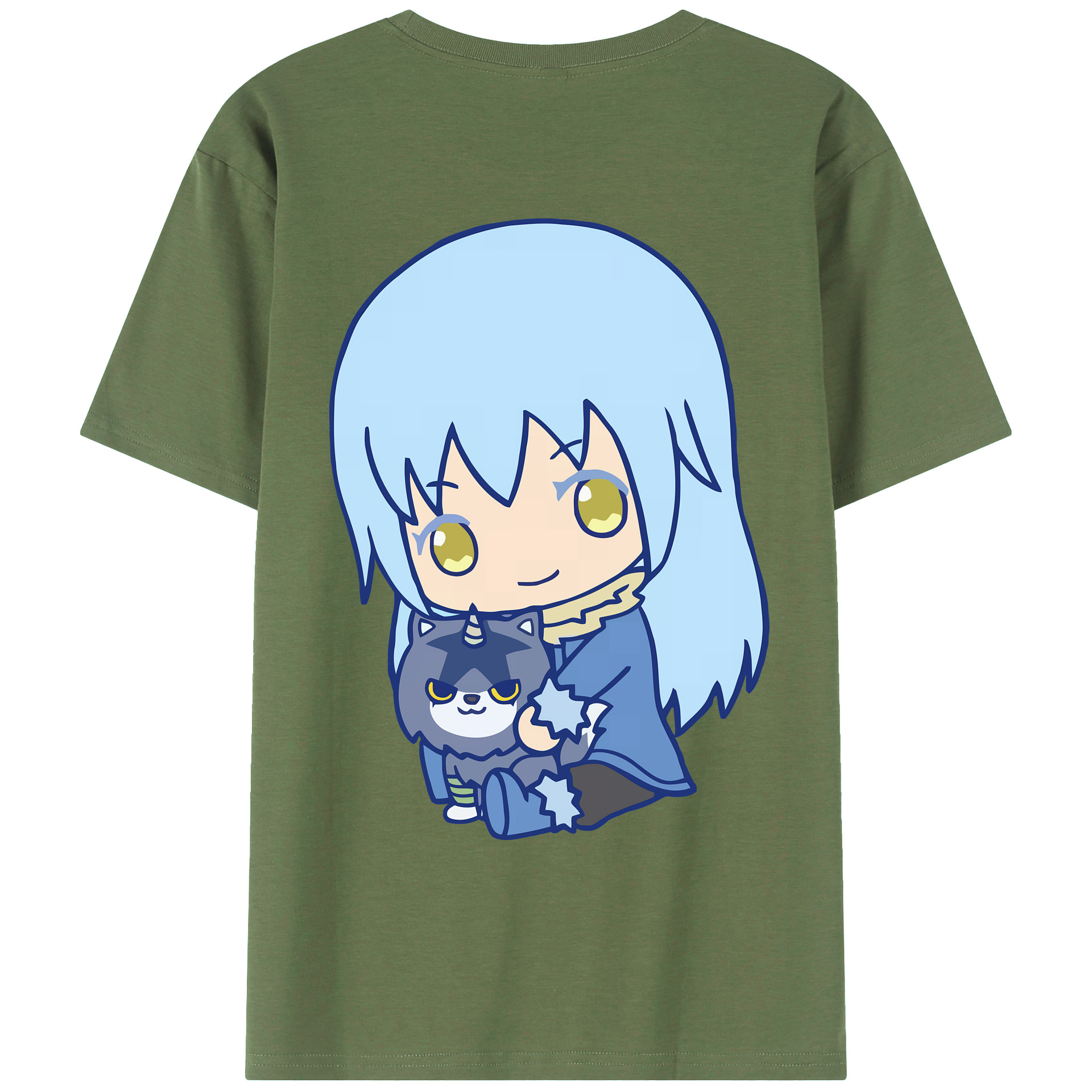 （画像用） 転スラ Regarding Reincarnated to Slime 綿100％ メンズ半袖Tシャツ（バックプリント） 通気性